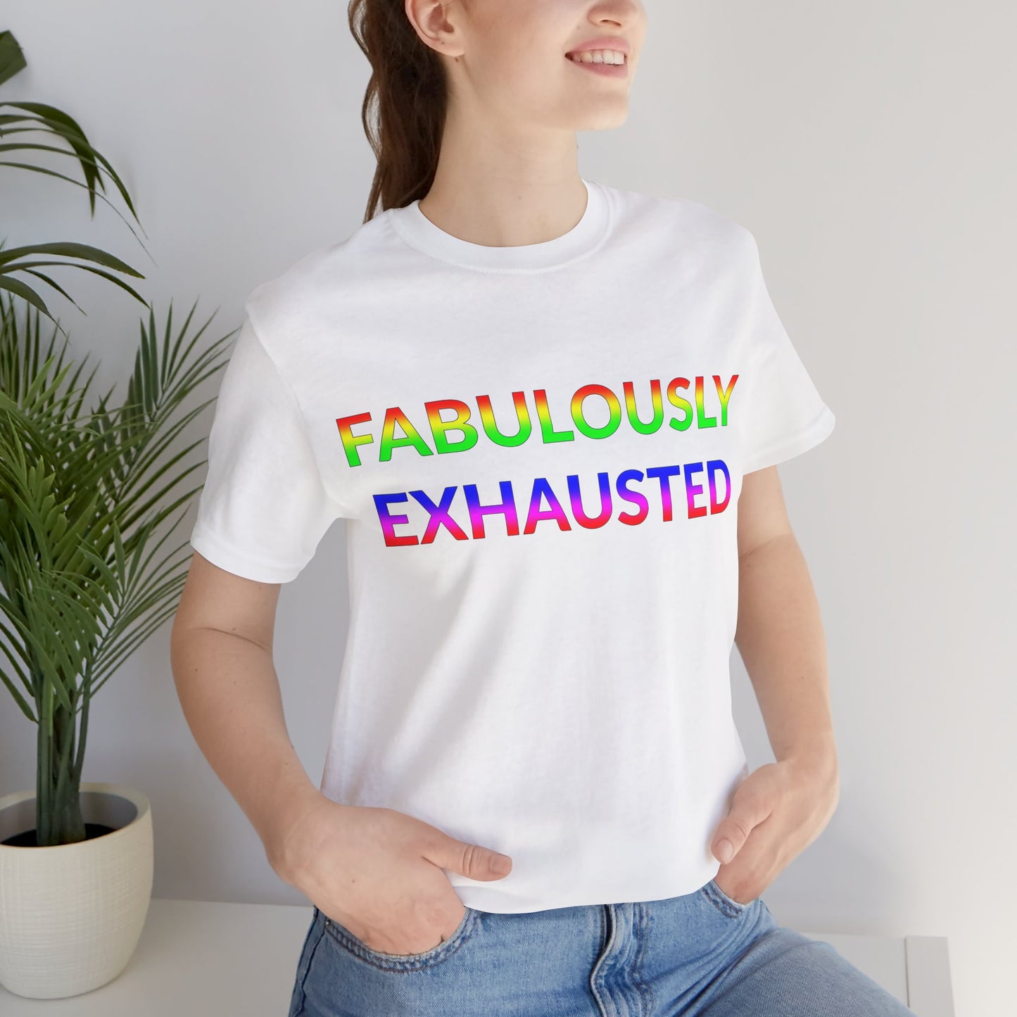 Unisex Jersey Short Sleeve Tee - Fabulously Exhausted in Cloud (M)