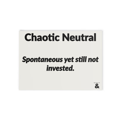 Boutique Gift & Collectible Card - Chaotic Neutral (One-sided print)