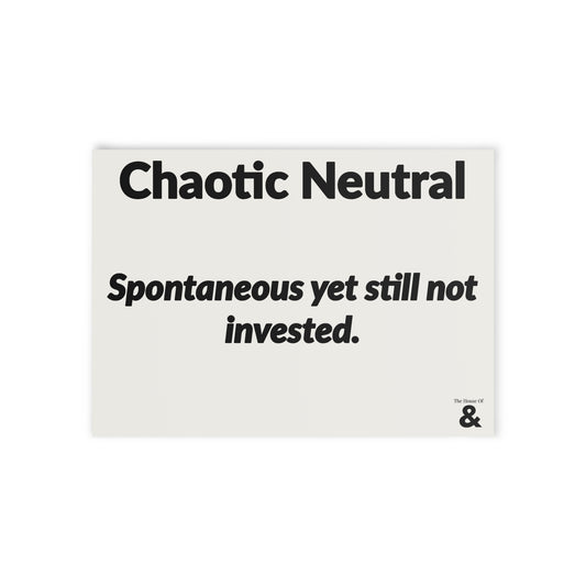 Boutique Gift & Collectible Card - Chaotic Neutral (One-sided print)