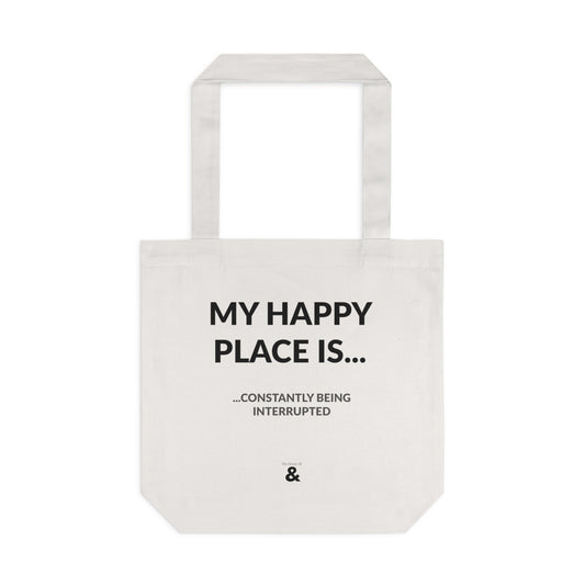 Oat Cotton Tote Bag - My Happy Place Is...
