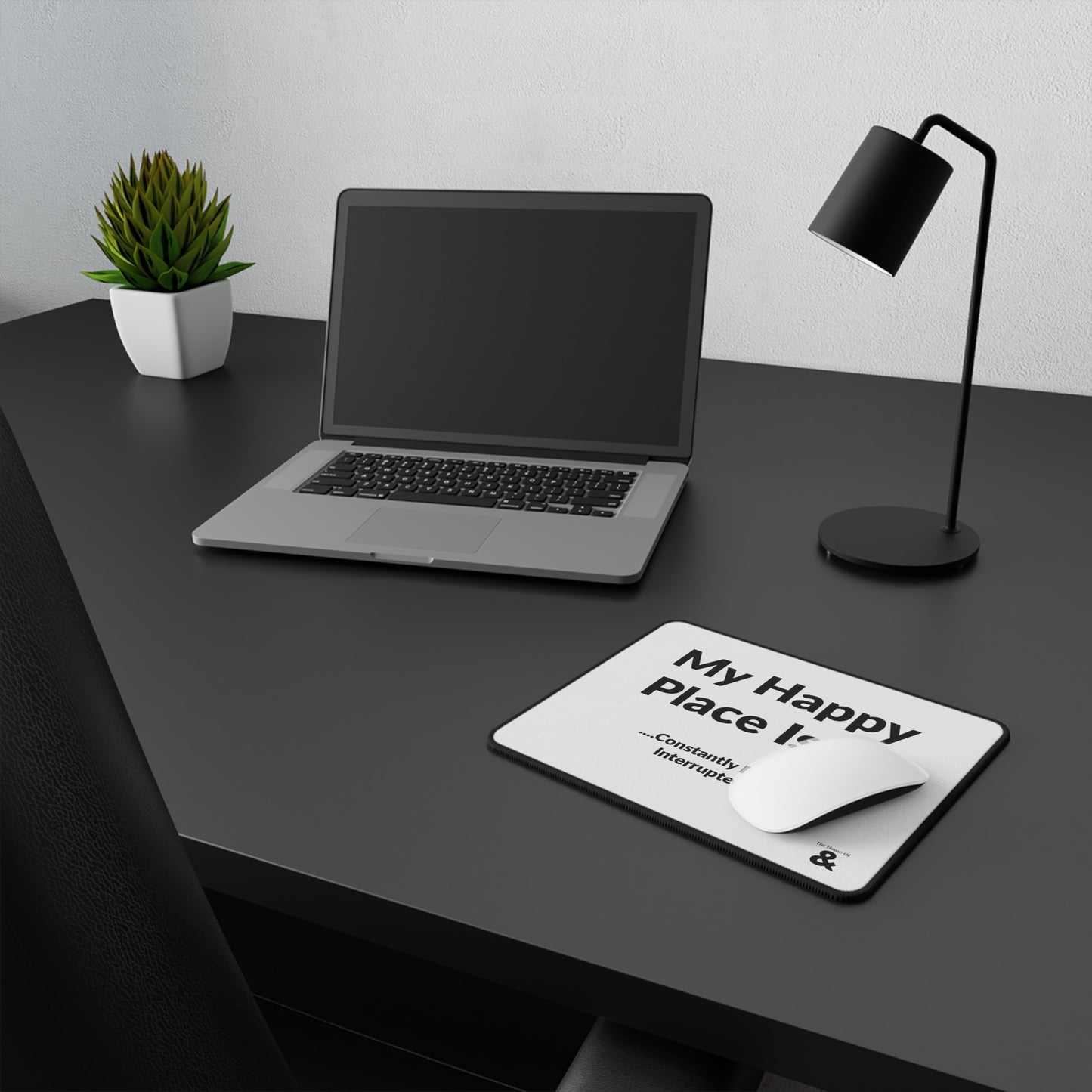 Non-Slip Gaming Mouse Pad - My Happy Place Is Constantly Being Interrupted (White)