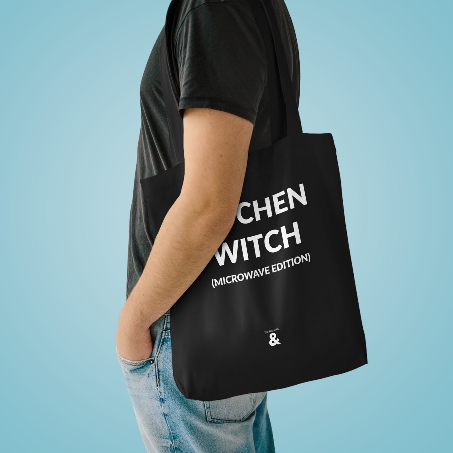Midnight Cotton Tote Bag - Kitchen Witch (Microwave Edition)