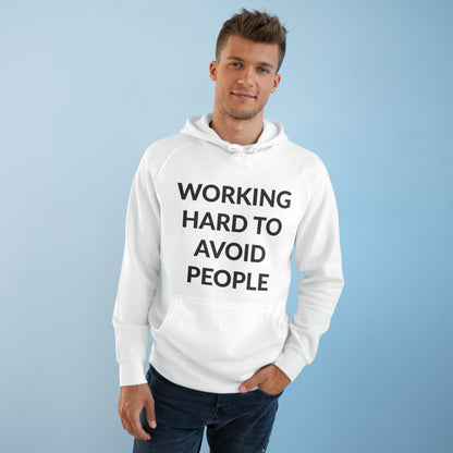 Unisex Supply Hoodie - Working Hard To Avoid People in Cloud (L)
