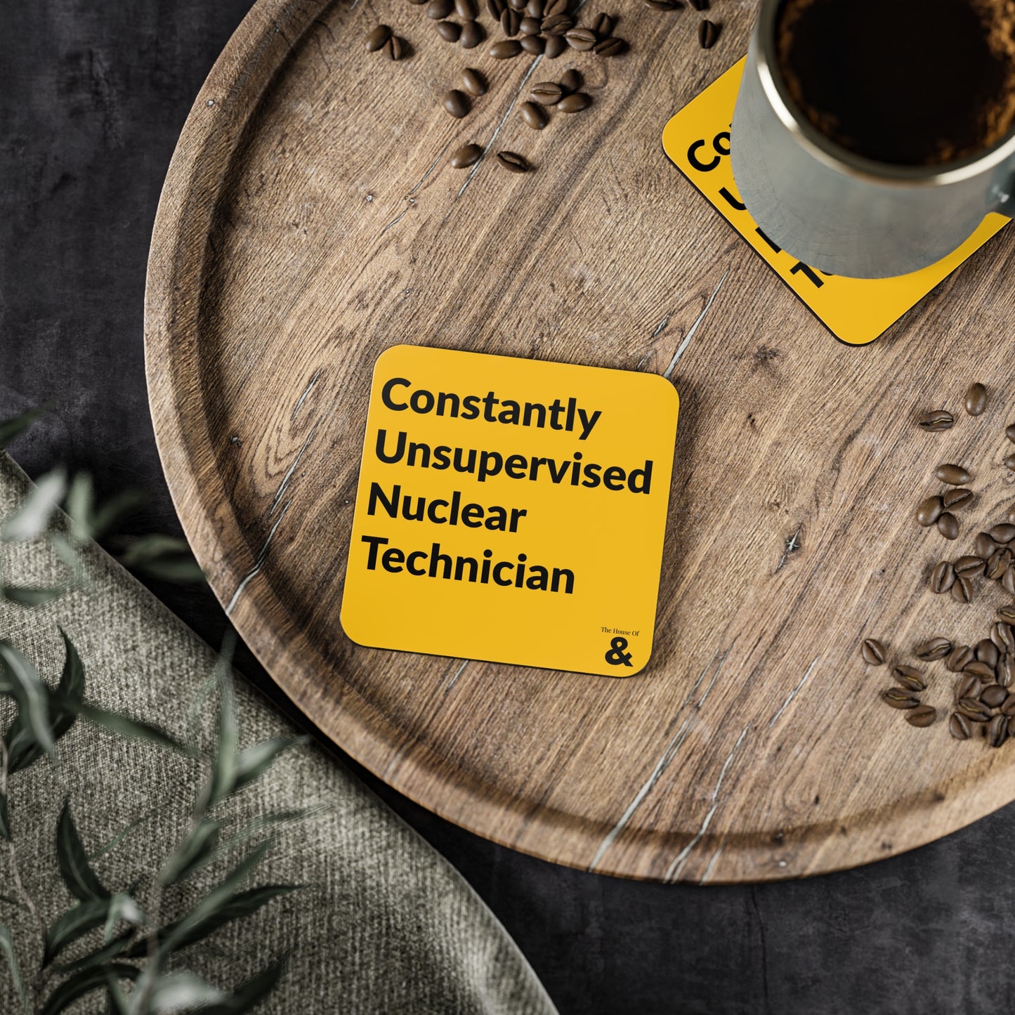 Coaster - Constantly Unsupervised Nuclear Technician (Yellow)