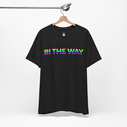Unisex Jersey Short Sleeve Tee - Bi The Way in Midnight - Pride Collection (S)
